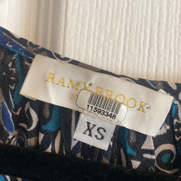 Ramy Brook silk patchwork print studded smocked mini dress size XS‎ - Picture 7 of 8